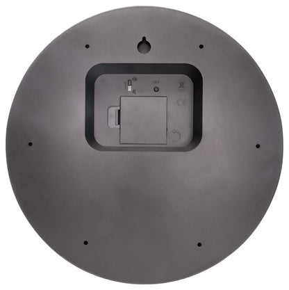 Black plastic wall clock with cuckoo design, 30cm diameter, from NeXtime's Vanity Cuckoo collection, showing clock face and back view.