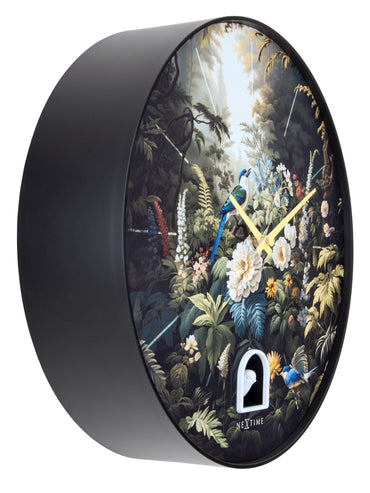 Wall clock 30cmØ - Plastic - Black - Cuckoo - NeXtime 'Vanity Cuckoo'