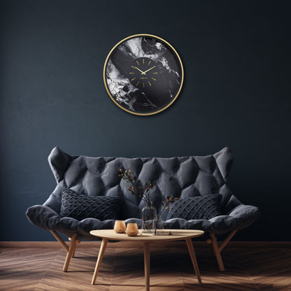 Large NeXtime Marble Duo wall clock, 48cm, silent aluminium design with a stylish marble pattern.
