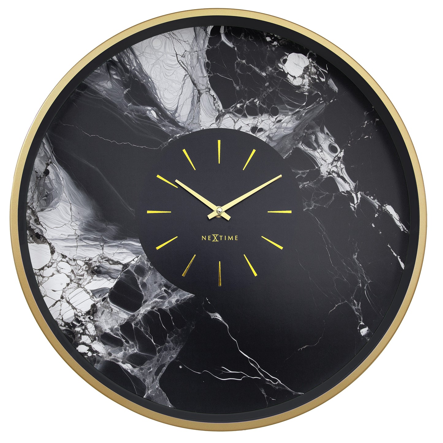 Large Wall Clock 48cm-Silent-Aluminium-NeXtime 'Marble Duo'