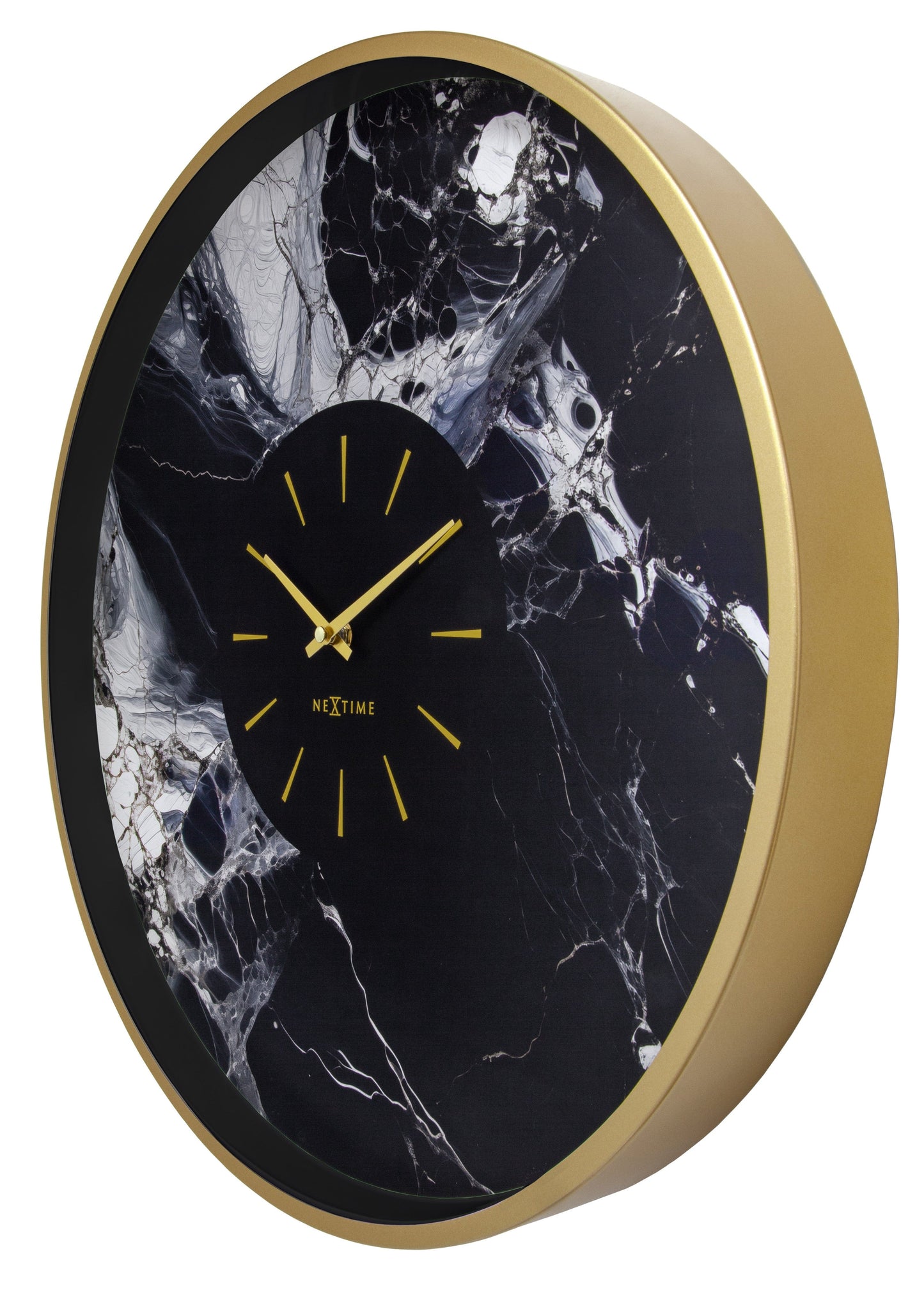Large Wall Clock 48cm-Silent-Aluminium-NeXtime 'Marble Duo'