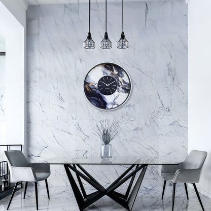 Large NeXtime Marble Duo wall clock, 48cm, silent aluminium design with a stylish marble finish, suitable for modern decor.