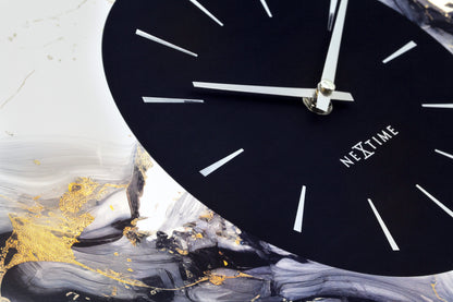 Large 48cm NeXtime Marble Duo wall clock with silent aluminium design, featuring a stylish marble finish and modern aesthetic.