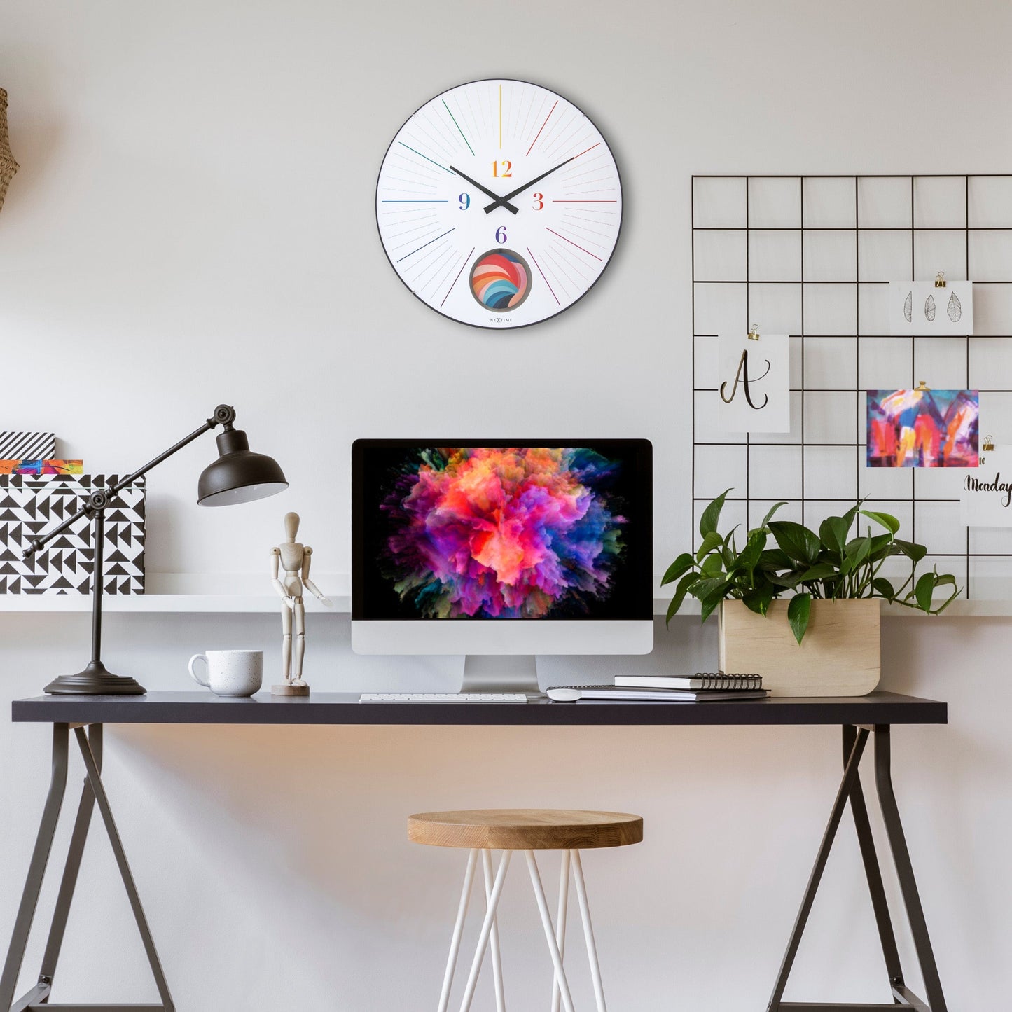 Large Wall Clock 50cm Domed Glass Lens-Silent-Pendulum-NeXtime 'Duomo 50 Pendulum'