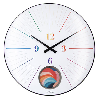 1x Large Wandklok 50cm Domed Glass Lens-Silent-Pendulum-NeXtime 'Duomo 50 Pendulum'