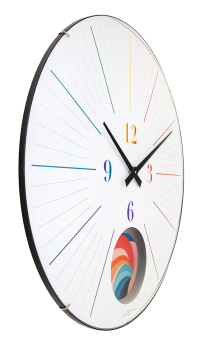 1x Large Wandklok 50cm Domed Glass Lens-Silent-Pendulum-NeXtime 'Duomo 50 Pendulum'