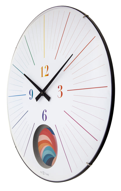 1x Large Wandklok 50cm Domed Glass Lens-Silent-Pendulum-NeXtime 'Duomo 50 Pendulum'