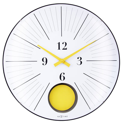 1x Large Wandklok 50cm Domed Glass Lens-Silent-Pendulum-NeXtime 'Duomo 50 Pendulum'