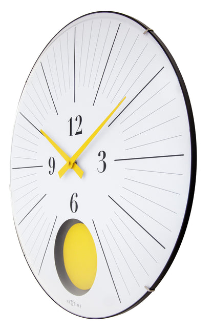 1x Large Wandklok 50cm Domed Glass Lens-Silent-Pendulum-NeXtime 'Duomo 50 Pendulum'