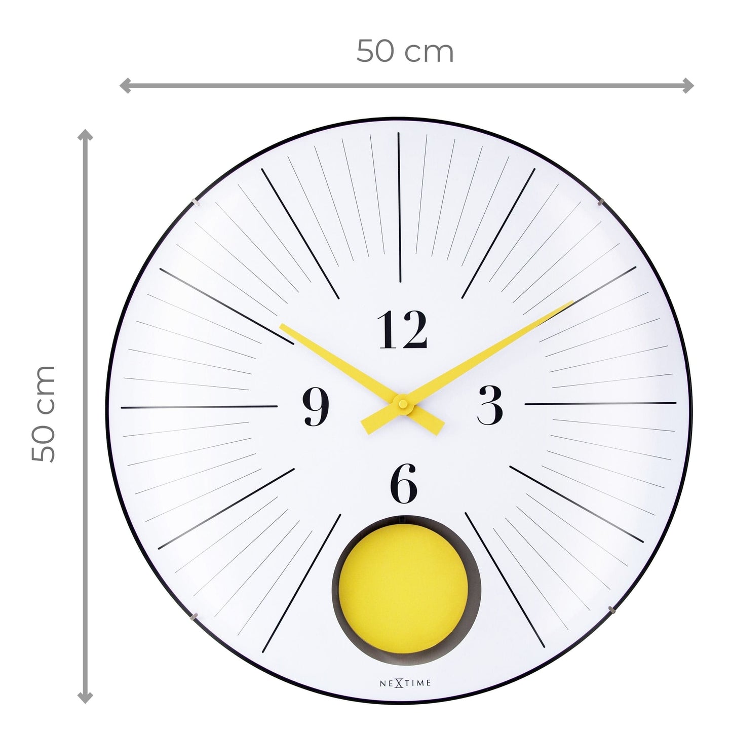 Large Wall Clock 50cm Domed Glass Lens-Silent-Pendulum-NeXtime 'Duomo 50 Pendulum'
