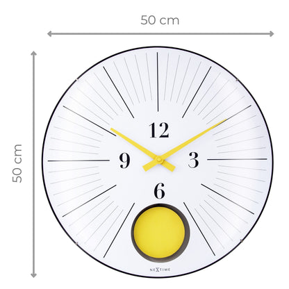 1x Large Wandklok 50cm Domed Glass Lens-Silent-Pendulum-NeXtime 'Duomo 50 Pendulum'