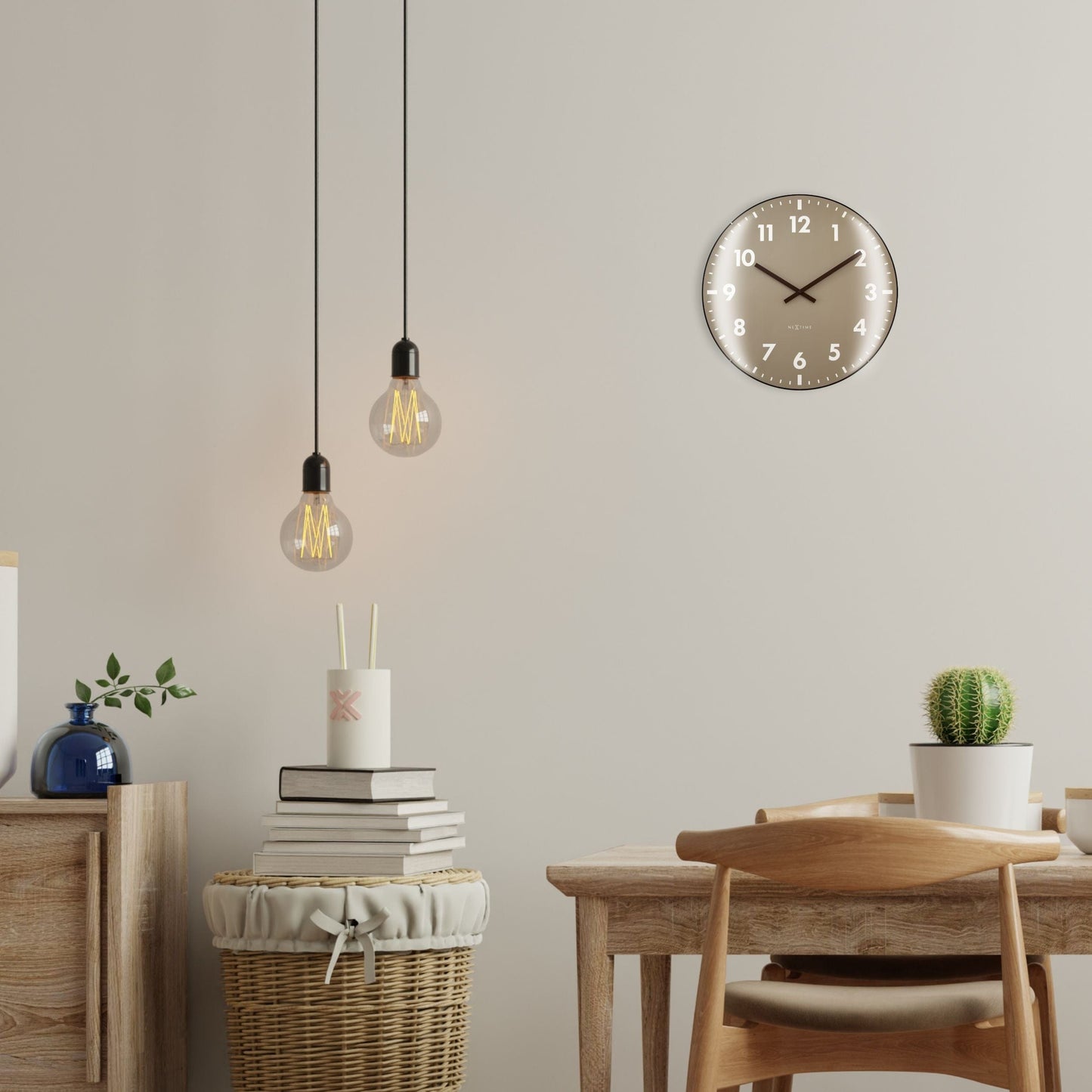 Wall Clock 35cm Domed Glass Lens-Silent-Glass-NeXtime 'Duomo'