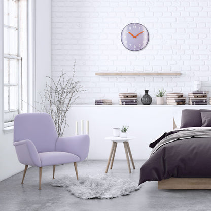 NeXtime Duomo wall clock with 35cm domed glass lens, silent mechanism, modern design, and clear clock face.