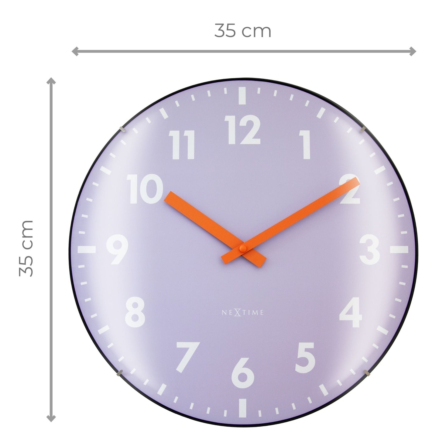 Wall Clock 35cm Domed Glass Lens-Silent-Glass-NeXtime 'Duomo'