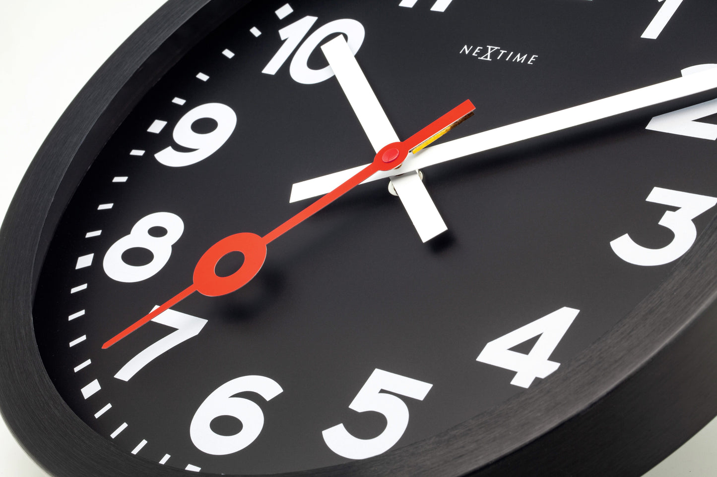 Wall Clock 35cm-Silent-Black-Anodized Aluminium-NeXtime 'Station All Black'