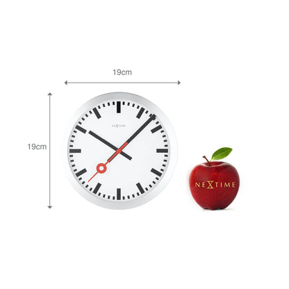 NeXtime Clocks Station Stripe aluminum wall or table clock with modern design and bold striped pattern.