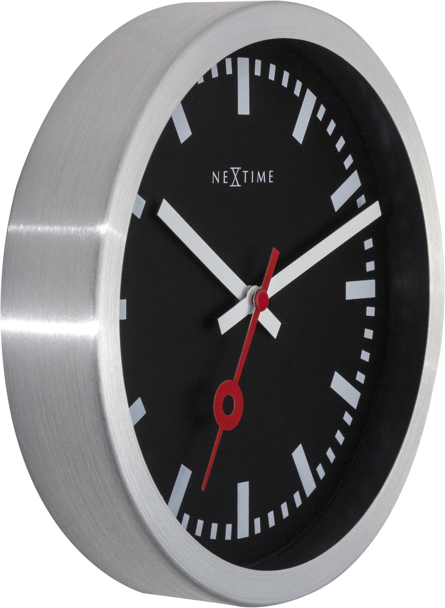 Wall clock/Table clock - Black - Aluminum - 'Station Stripe'