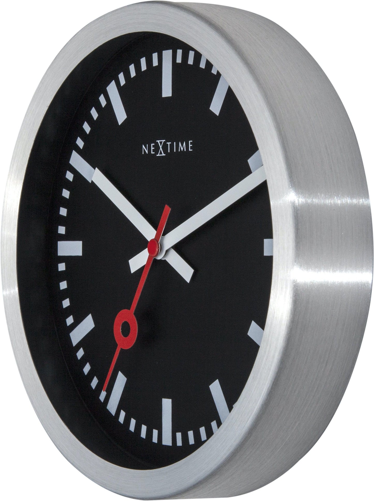 Wall clock/Table clock - Black - Aluminum - 'Station Stripe'