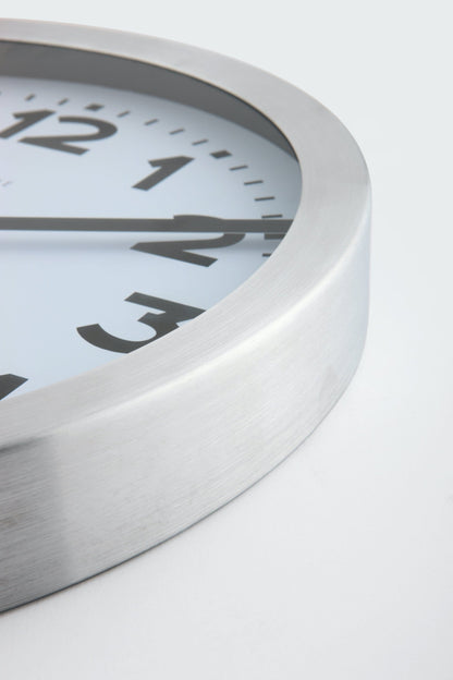 NeXtime Clocks wall clock with 35cm aluminum frame, radio-controlled DCF station clock with clear numbered dial.
