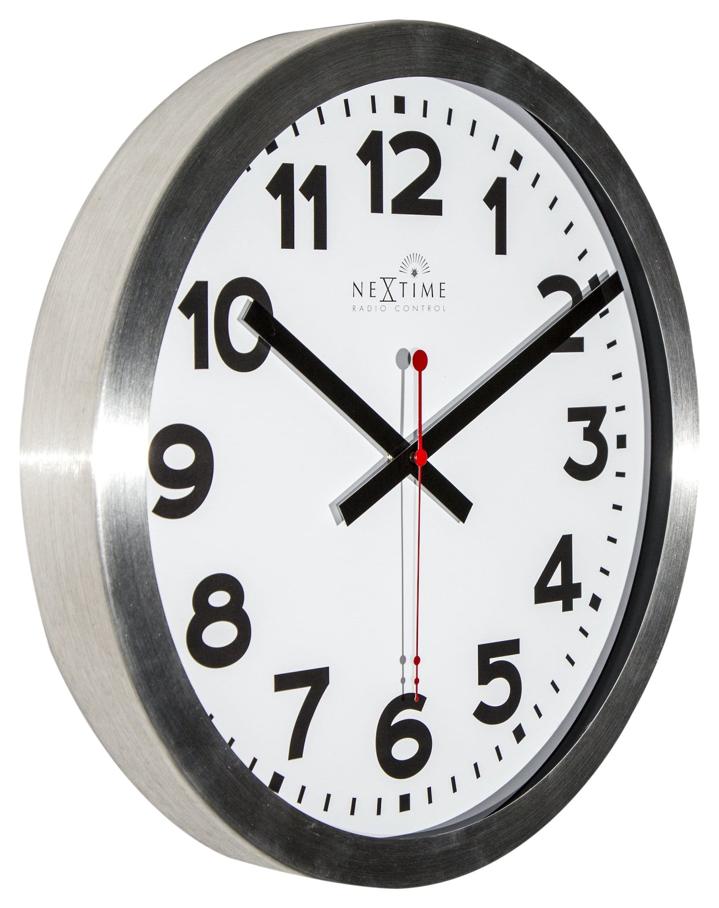 Wall clock -  35 cm  - Aluminum - 'Station Radio Controlled (DCF) Numbers'