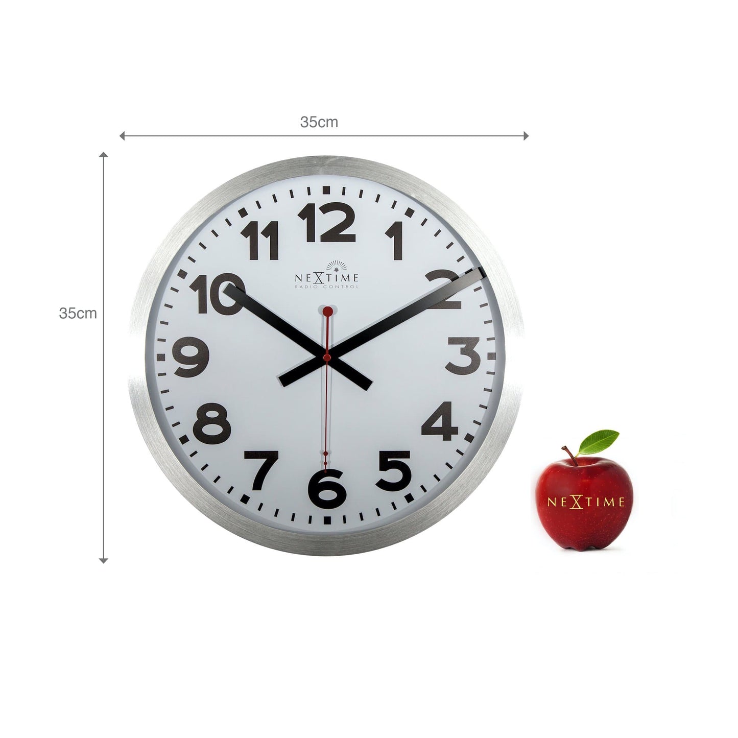 Wall clock -  35 cm  - Aluminum - 'Station Radio Controlled (DCF) Numbers'