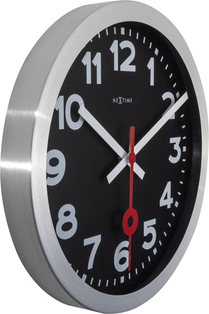 Wall clock/Table clock -  Black - Aluminum - 'Station Numbers'