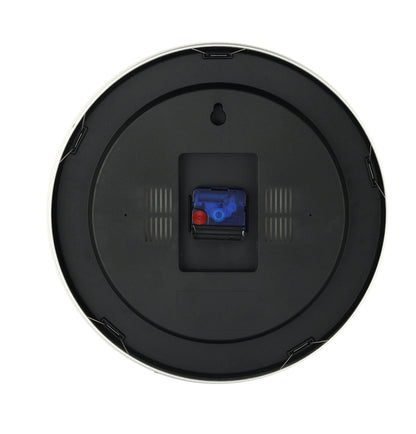 NeXtime Clocks Station Stripe aluminum wall or table clock with a sleek, modern design featuring bold stripe details.