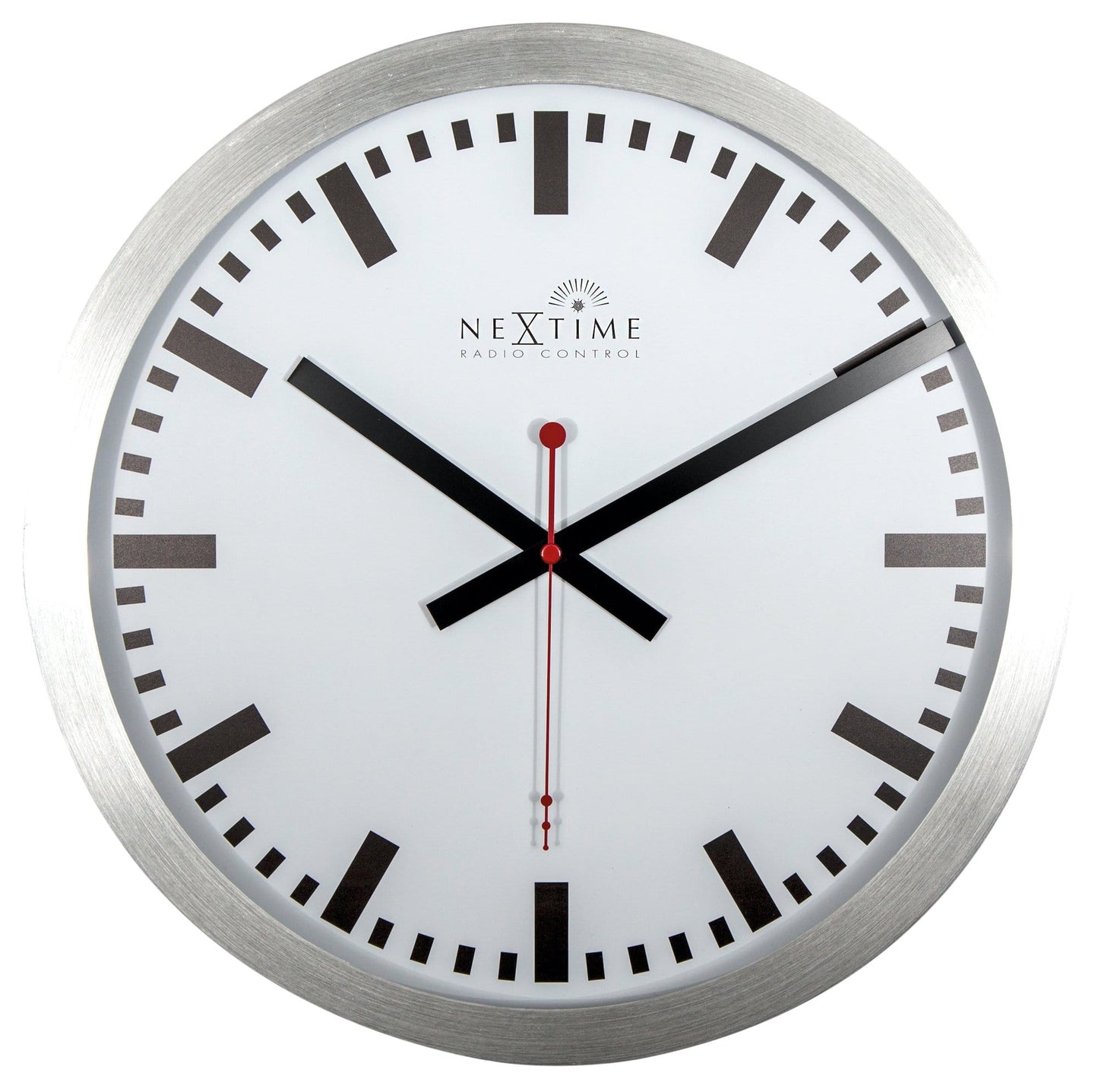 Wall clock -  35 cm - Aluminum - 'Station Radio Controlled (DCF) Stripe'