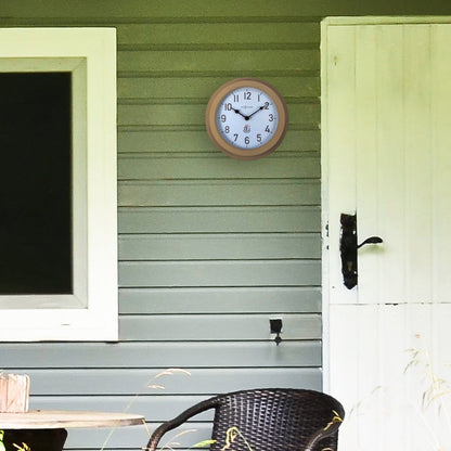 Weatherproof outdoor garden wall clock by NeXtime, 22cm metal galvanized Poppy design, suitable for outdoor wall mounting.