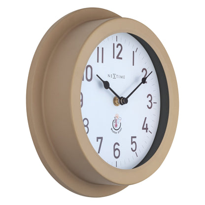 Outdoor garden wall clock by NeXtime Clocks, 22cm galvanized metal with Poppy design, weatherproof for outdoor use.