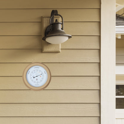 Galvanized metal garden weatherproof barometer with orchid design, 22cm, by NeXtime Clocks, measuring atmospheric pressure.