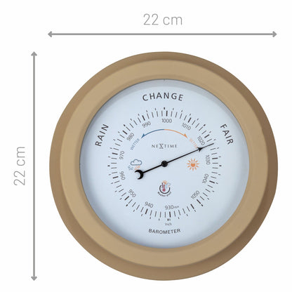 Weatherproof garden barometer in galvanized metal with orchid finish, 22cm diameter by NeXtime Clocks.