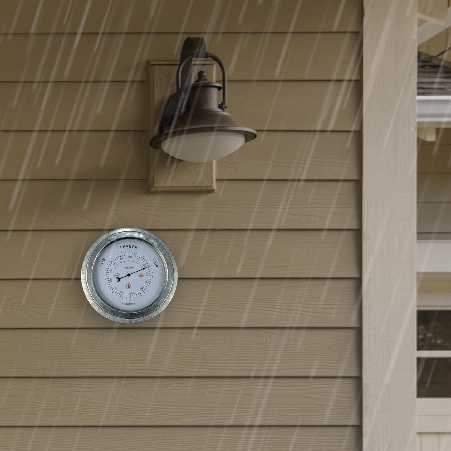 Galvanized metal garden barometer with orchid finish, 22cm weatherproof NeXtime Clocks device for measuring atmospheric pressure.