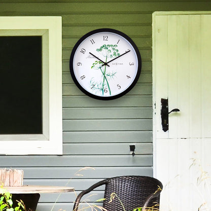 Weatherproof outdoor garden clock by NeXtime Clocks, 30.5 cm diameter, featuring a sleek Anethium design suitable for outdoor use.