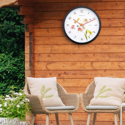 Weatherproof outdoor garden clock by NeXtime, 30.5 cm Silene model, featuring a durable, stylish design and clear time display.