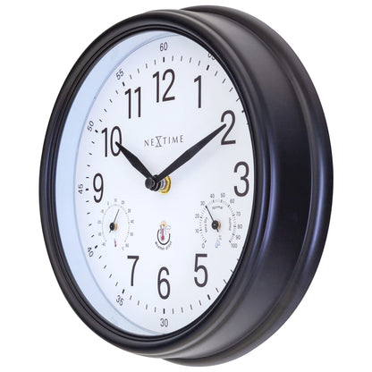 NeXtime Clocks Jasmine garden weatherproof wall clock, 23.5 cm with weather-resistant design, shown from the right side.