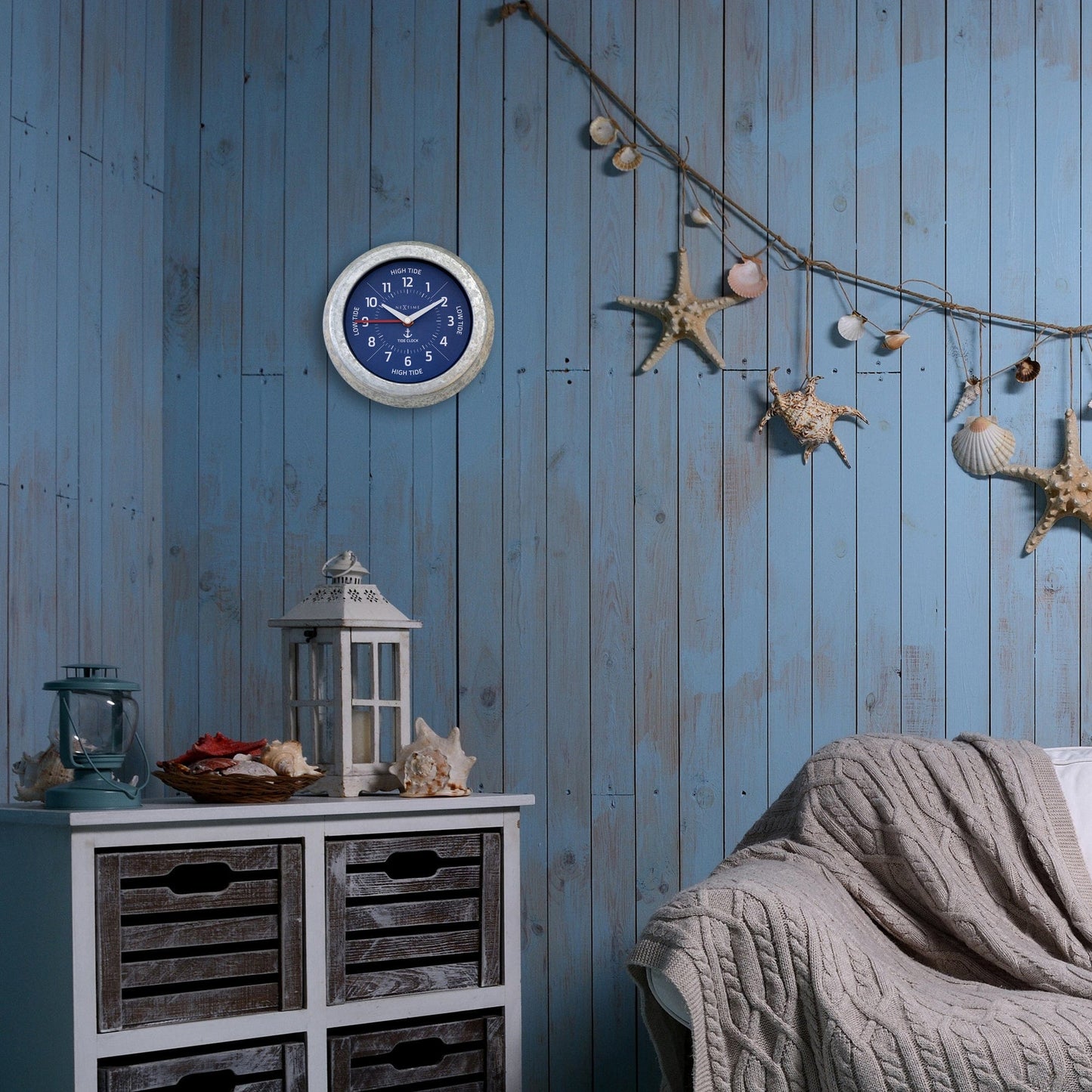 Wall Clock - with Tide Status - 22cm - Galvanized silver/ Tide