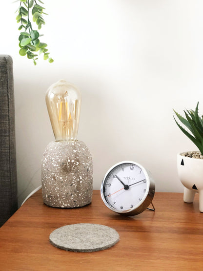NeXtime Clocks metal alarm clock, 9x9x7.5 cm, with classic design and 'Company Alarm' label on the face.