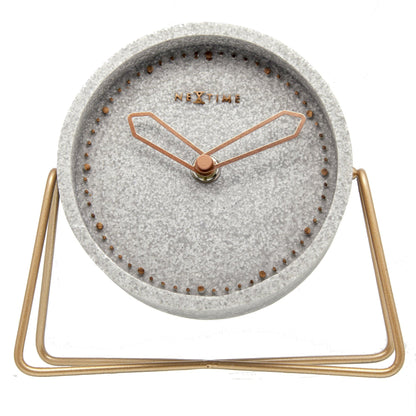 NeXtime Clocks polyresin table clock, 17.5 x 15.5 x 5 cm, with a modern design and a cross detail on the front.