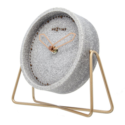 NeXtime Clocks table clock made of polyresin, 17.5 x 15.5 x 5 cm, shown from the right side with a modern design.