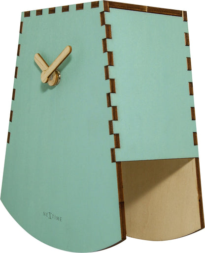 Wooden NeXtime Rocky Table Clock, 20 cm motion clock with a sleek design, shown from the right side.