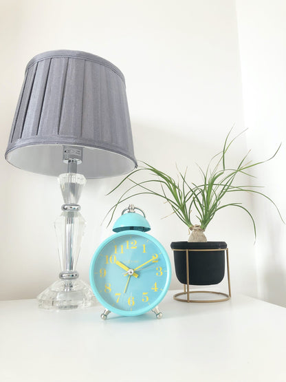 NeXtime Clocks metal alarm clock with 16cm size and single bell, featuring a loud alarm for easy wake-up.