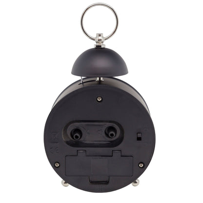 NeXtime Clocks metal alarm clock with a 16cm single bell and loud alarm sound, shown from the back view.