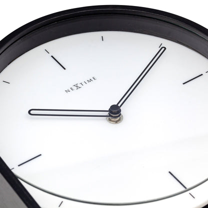 Wooden Noa Table clock by NeXtime Clocks, 27x21x6.5 cm, showcasing a sleek modern design on a tabletop.