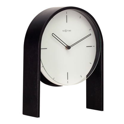 NeXtime Clocks Noa wooden table clock, 27x21x6.5 cm, showing the left side with a sleek, modern design.