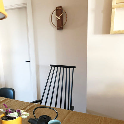 NeXtime Carl Small wooden and steel table or wall clock, 34x27 cm, with a modern minimalist design.