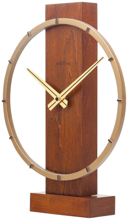 Wood and steel Carl Small table or wall clock by NeXtime, 34x27 cm, showing the clock face with modern design.