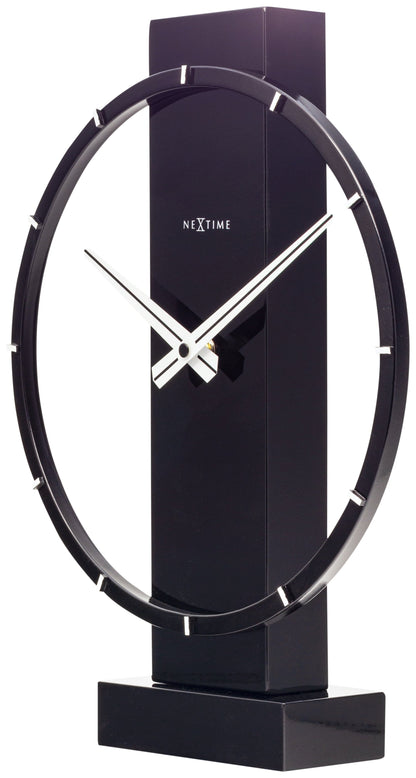 NeXtime Carl Small wooden and steel table or wall clock, 34x27 cm, showing a right side view.
