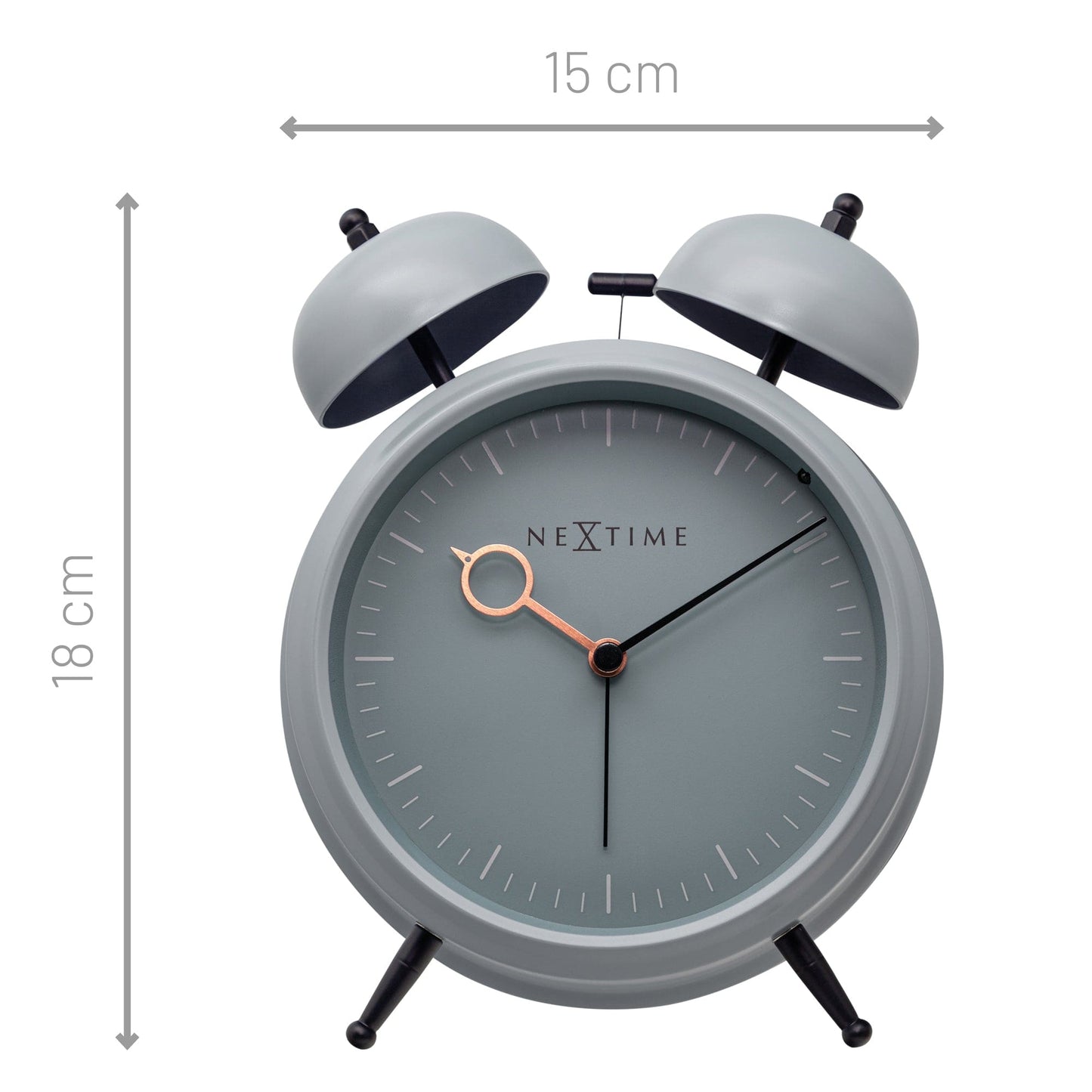 Table Alarm Clock 15x18x7cm - Silent -   Light function -  Metal "Golden Hour"