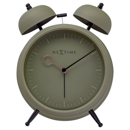 NeXtime Clocks golden hour metal alarm clock with light function, silent operation, 15x18x7cm front view